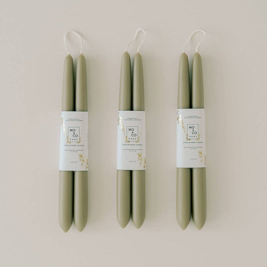 MO & CO HOME BAYBERRY DIPPED TAPER CANDLES, 10"