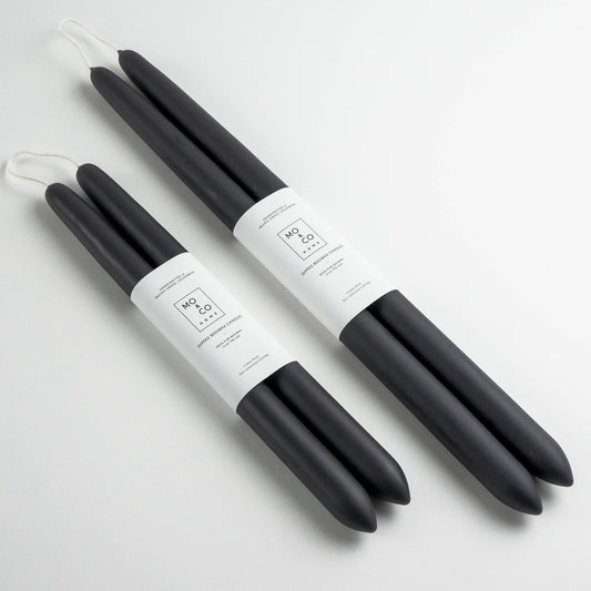 MO & CO HOME BEESWAX DIPPED CANDLES, CHARCOAL 10"