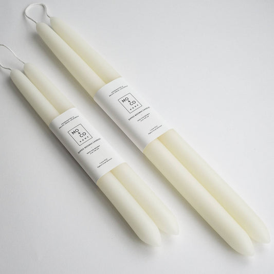 MO & CO HOME BEESWAX DIPPED CANDLES,  NATURAL WHITE 14"