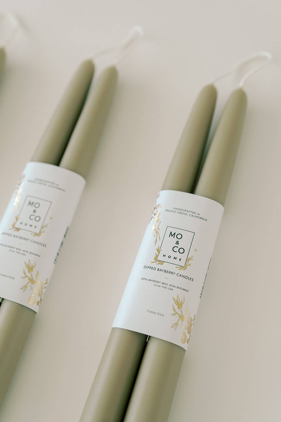 MO & CO HOME BAYBERRY DIPPED TAPER CANDLES, 10"