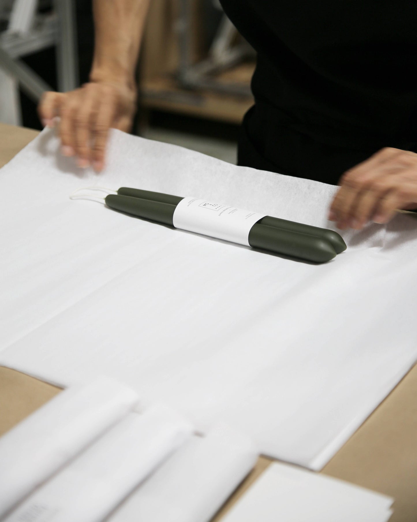 MO & CO HOME BEESWAX DIPPED CANDLES, FOREST GREEN 10"