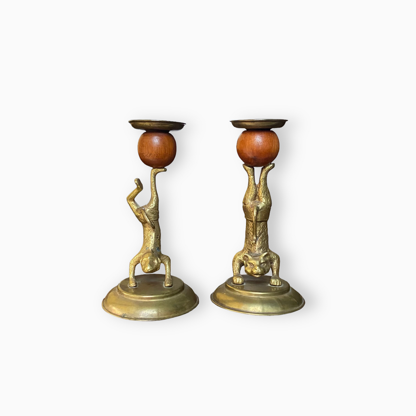 Arthur Court Animal Acrobat Cat and Monkey Candlesticks
