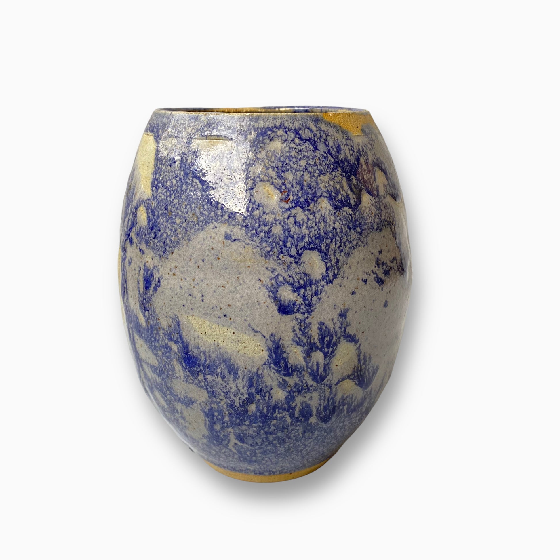 VINTAGE BLUE DRIP GLAZE CERAMIC ART POTTERY VASE