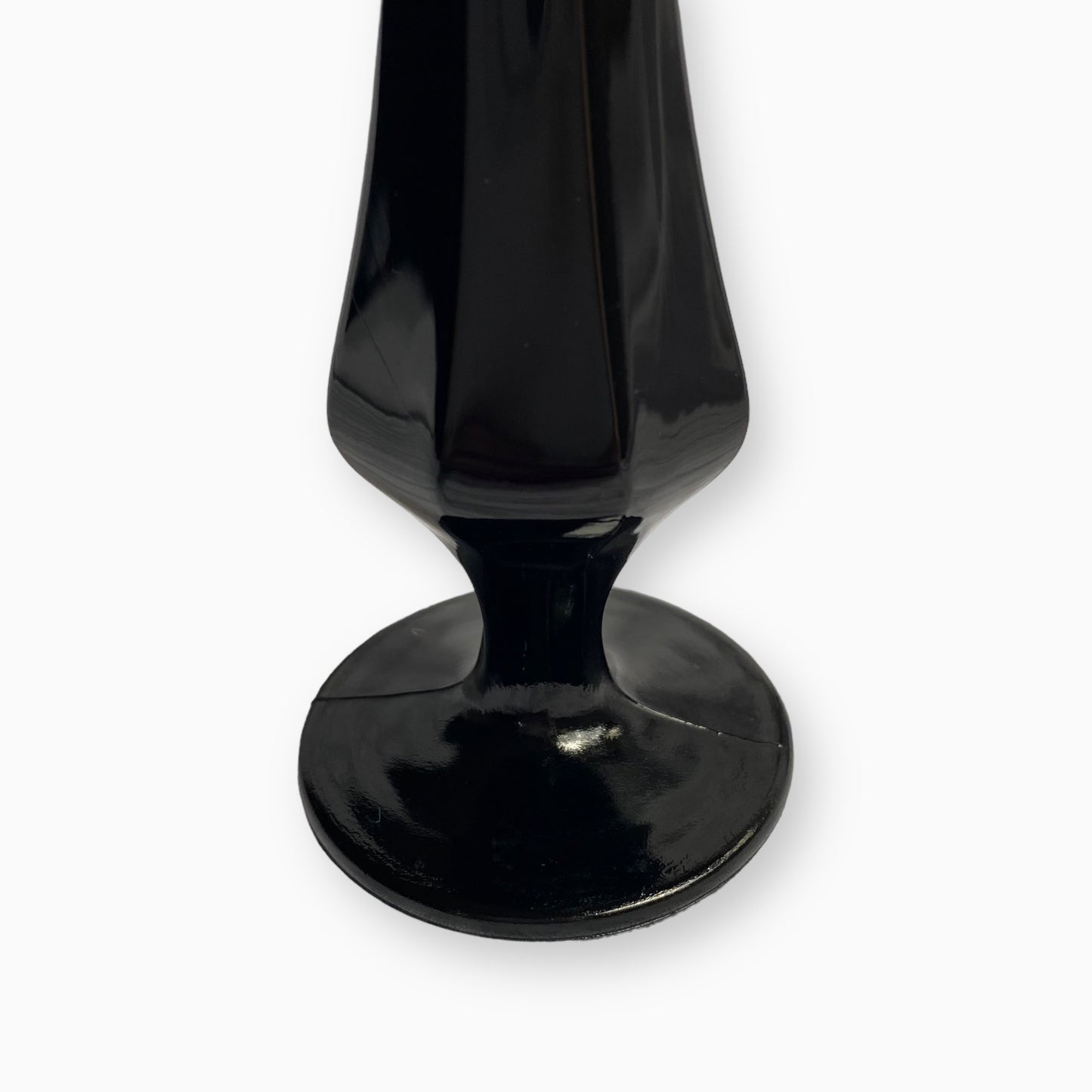 BLACK SWUNG GLASS BUD VASE