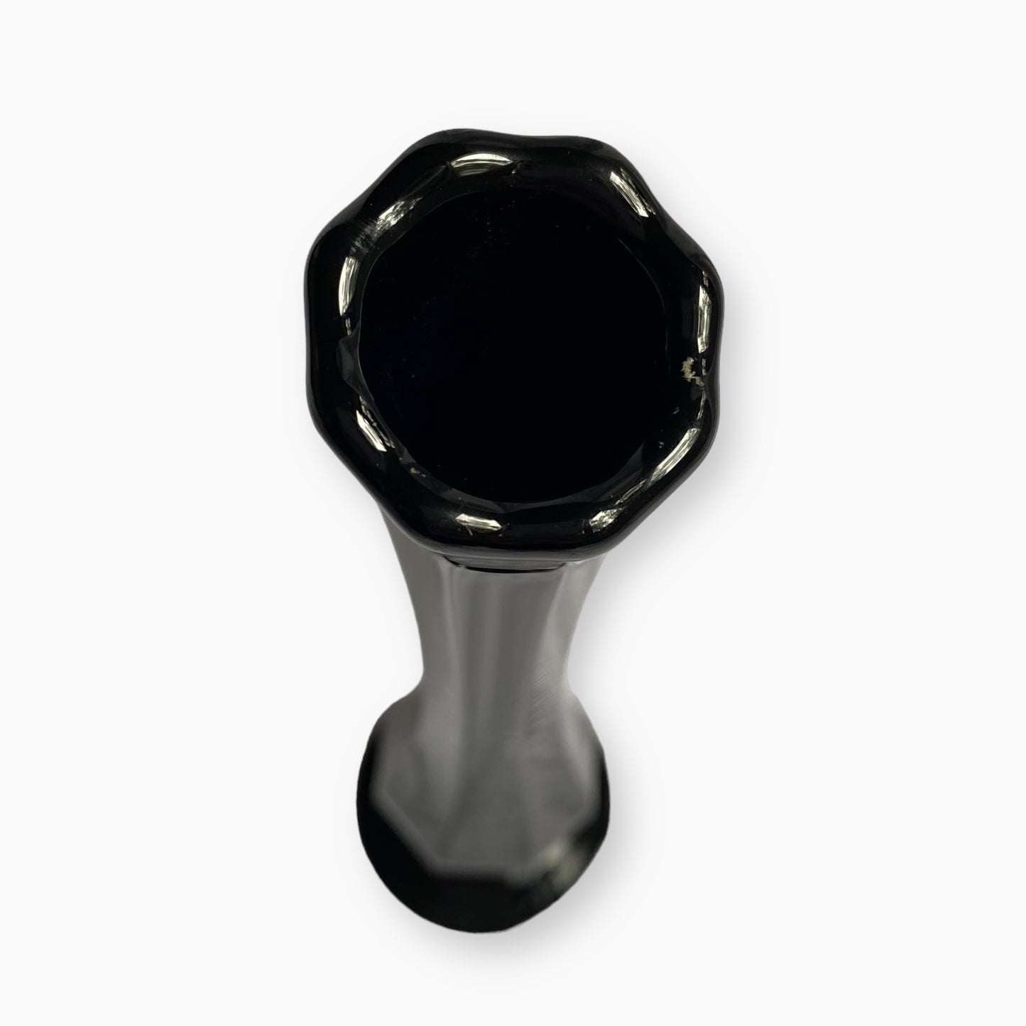 BLACK SWUNG GLASS BUD VASE