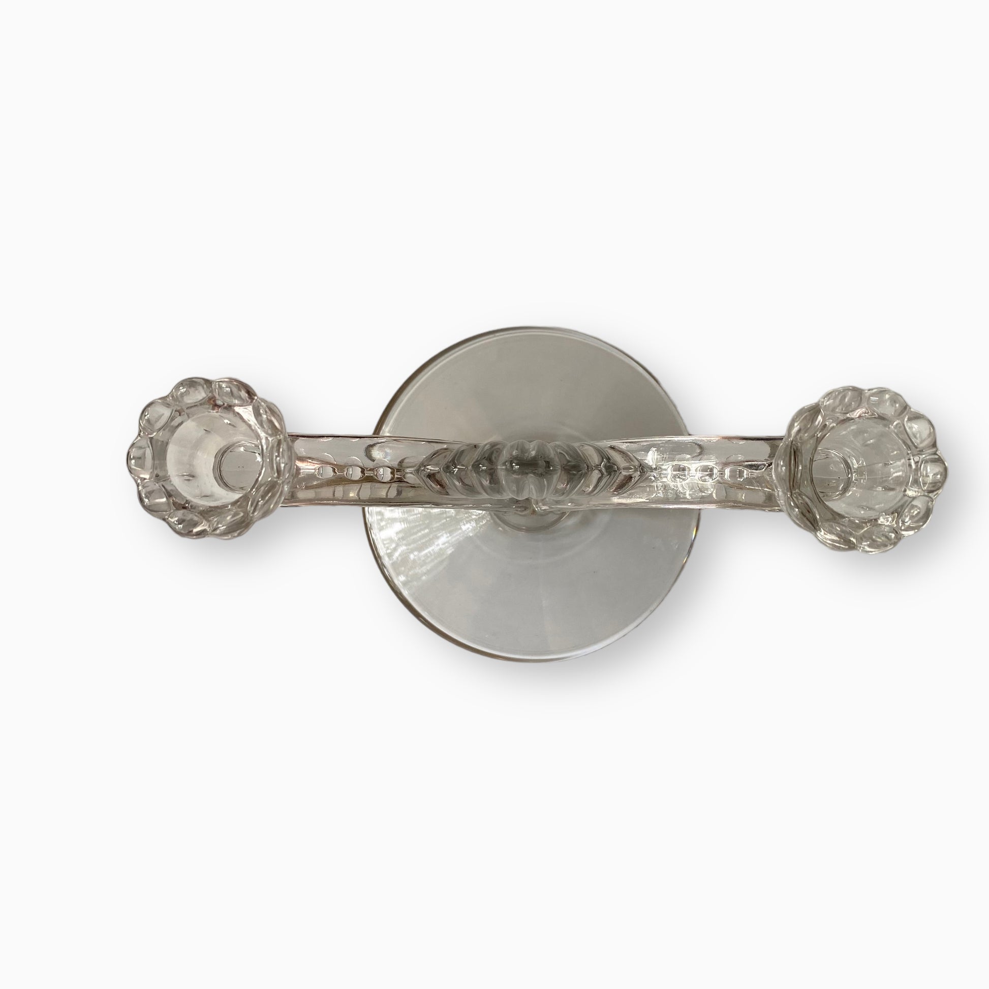 CLEAR TIFFIN GLASS DOUBLE CANDLESTICK