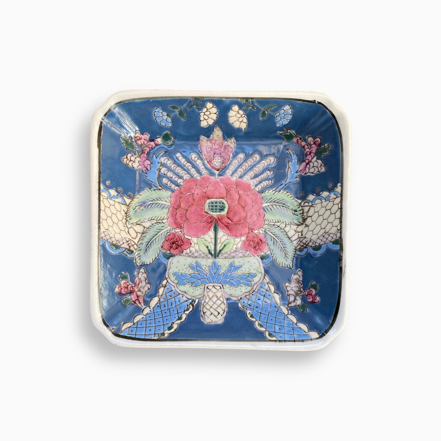 Porcelain Hand Painted Floral Trinket Dish From Macau