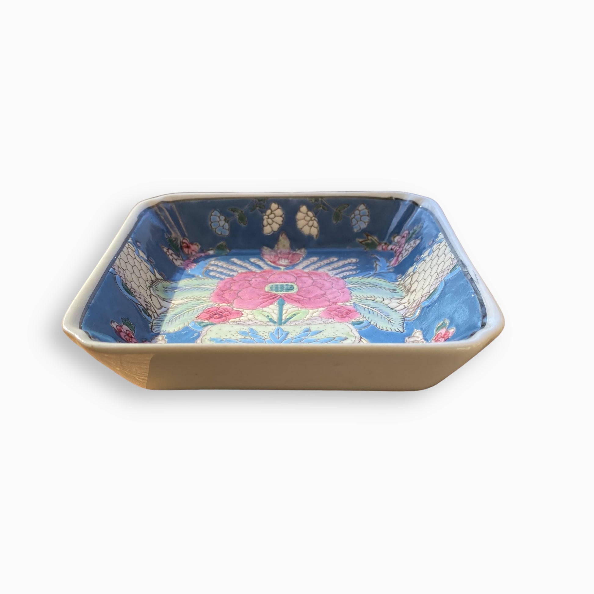 Porcelain Hand Painted Floral Trinket Dish From Macau