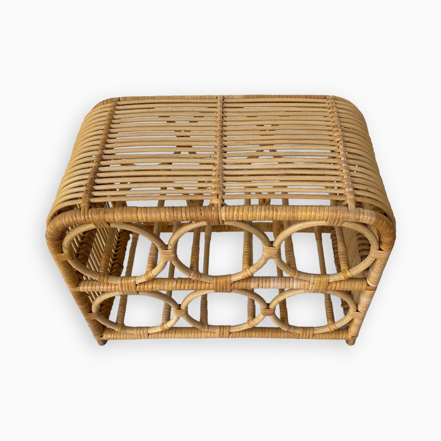 Vintage Boho Rattan Wine Rack 6 Bottles