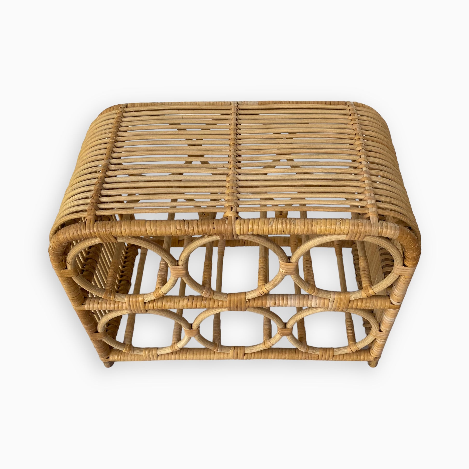 Vintage Boho Rattan Wine Rack 6 Bottles