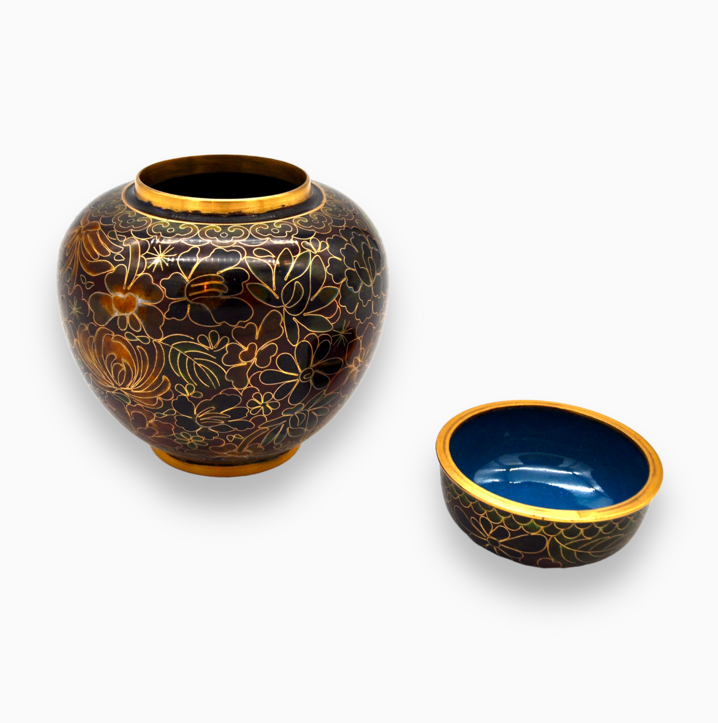 Vintage Floral Cloisonne Jar