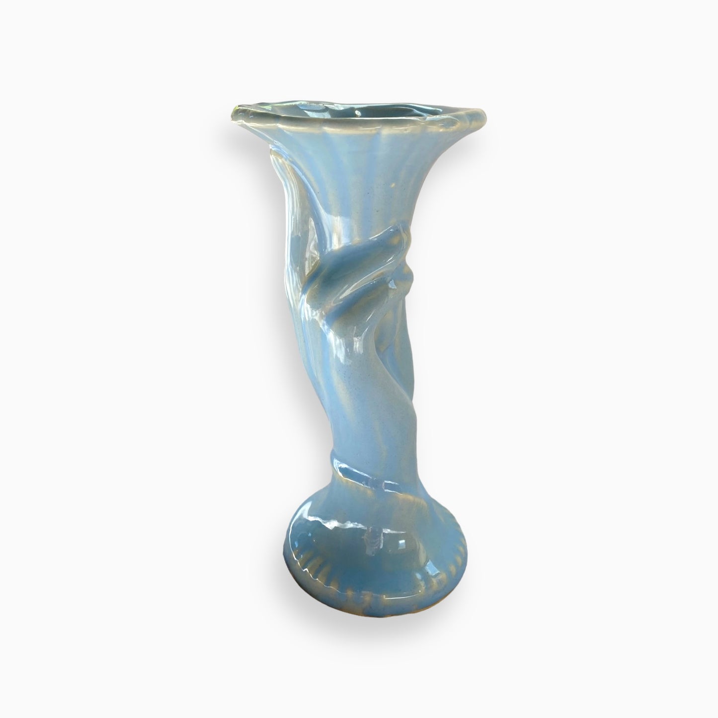 Blue hand art pottery vase