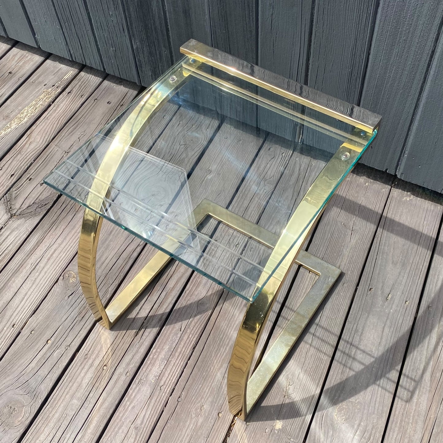 GLASS AND BRASS NESTING TABLES