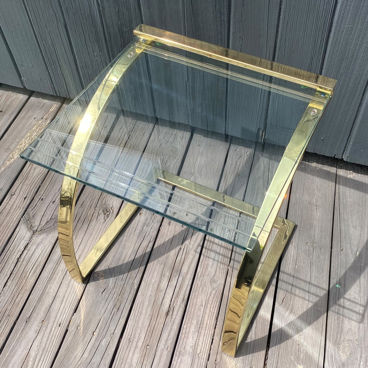 GLASS AND BRASS NESTING TABLES