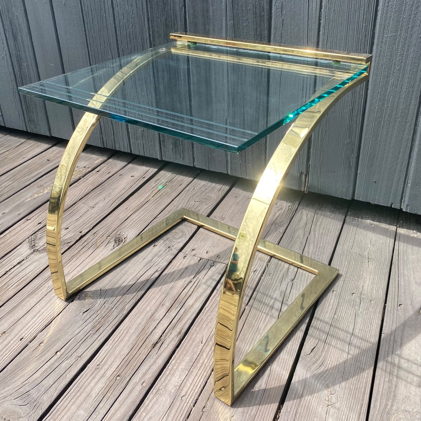 GLASS AND BRASS NESTING TABLES