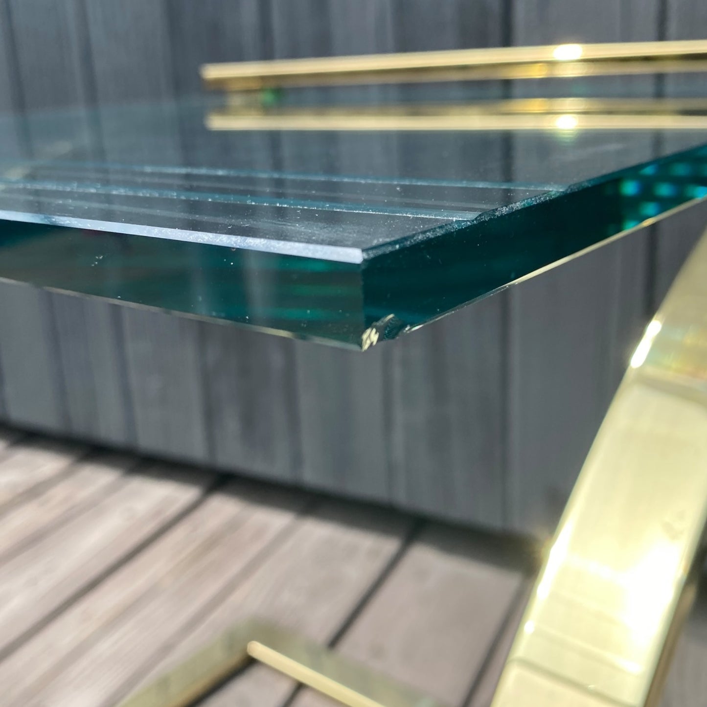 GLASS AND BRASS NESTING TABLES