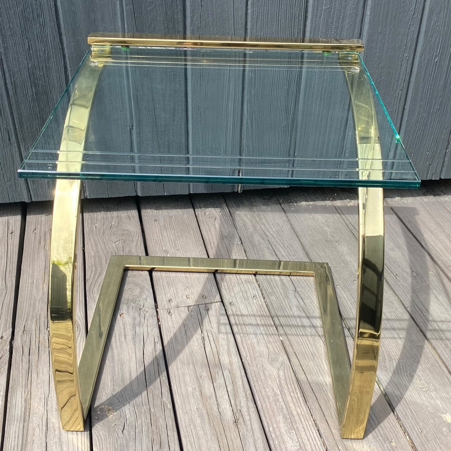 GLASS AND BRASS NESTING TABLES