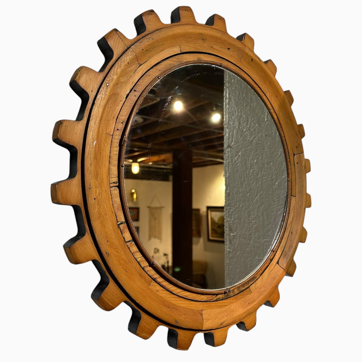 WOODEN COG MIRROR