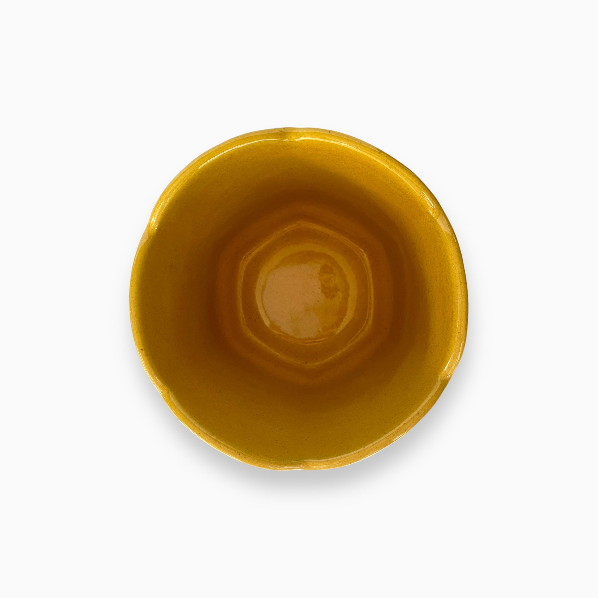 yellow frankoma hexagonal scalloped planter