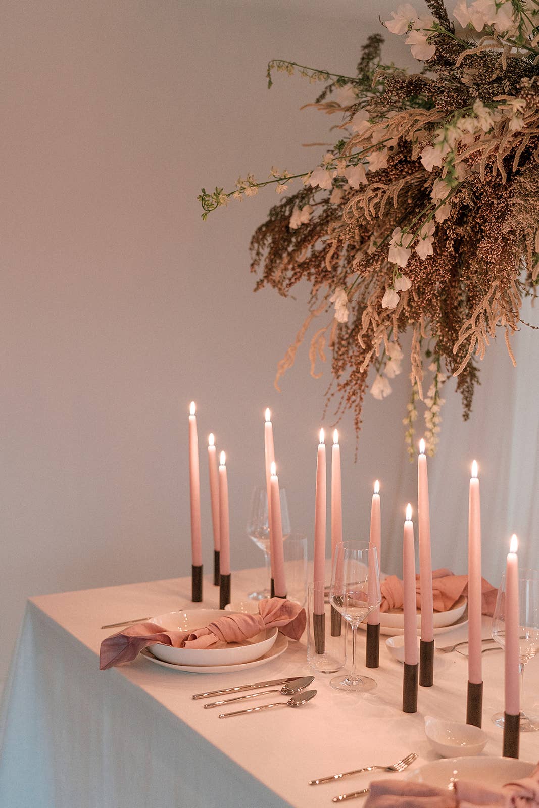 MO & CO HOME BEESWAX DIPPED CANDLES, PINK ROSE 14"