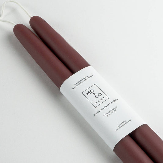 MO & CO HOME BEESWAX DIPPED CANDLES, BURGUNDY 10"