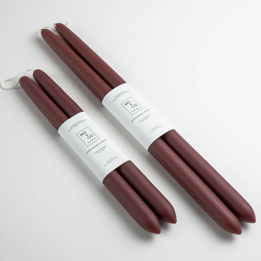 MO & CO HOME BEESWAX DIPPED CANDLES, BURGUNDY 14"