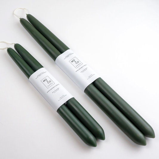 MO & CO HOME BEESWAX DIPPED CANDLES, FOREST GREEN 14"