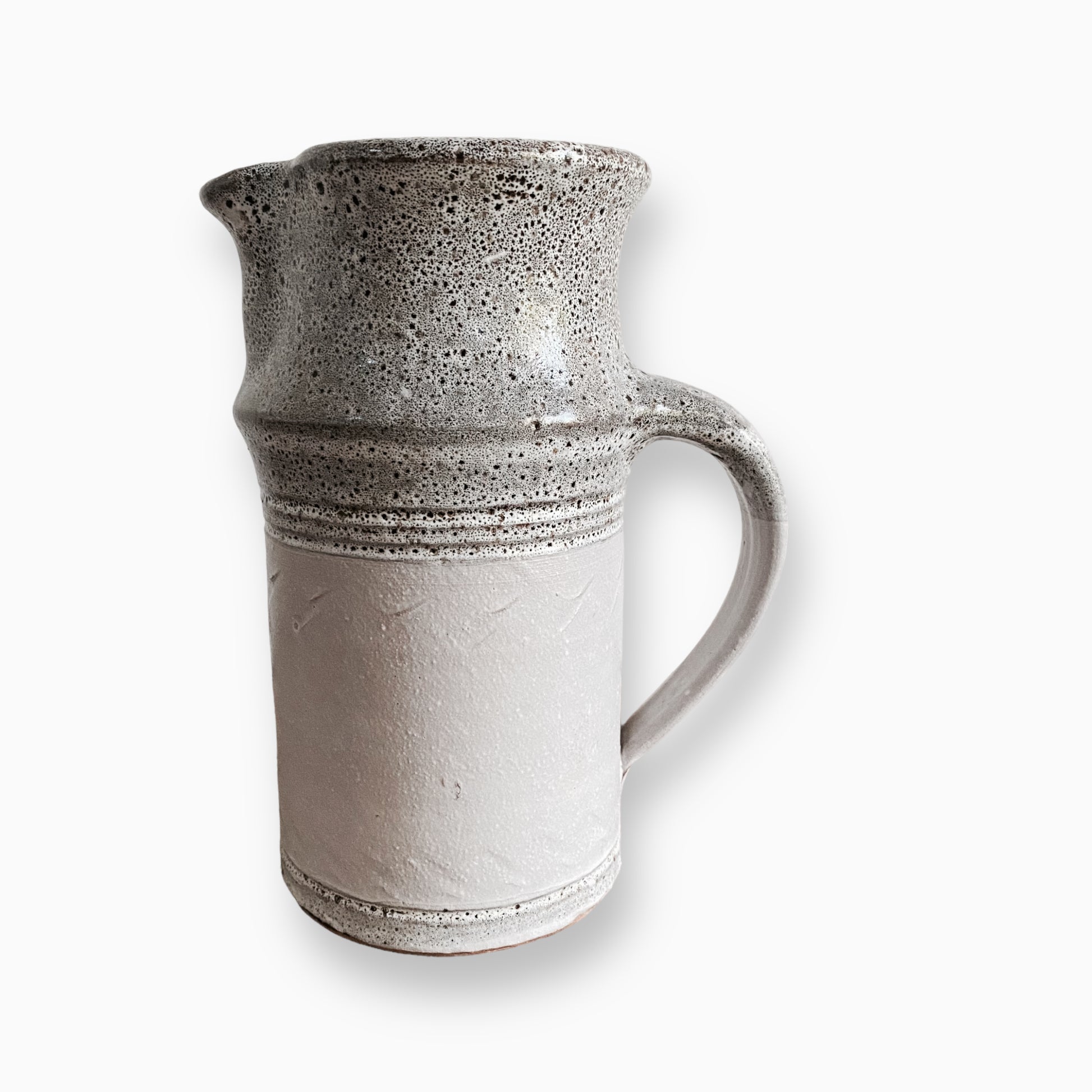 WHITE SPECKLED CERAMIC PITCHER