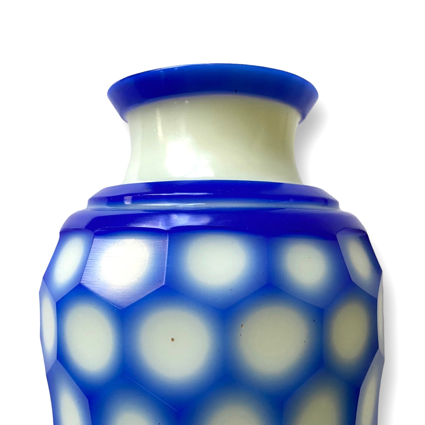 Chinese Peking Glass Vase - Blue and White Honeycomb