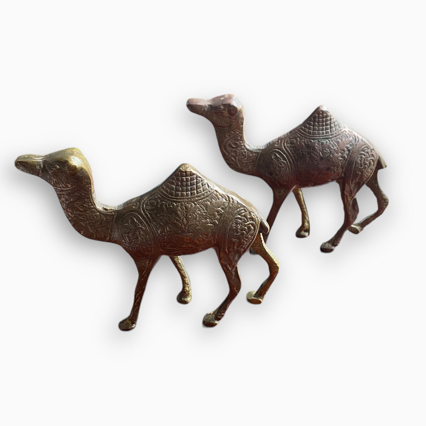 PAIR OF BRASS CAMELS