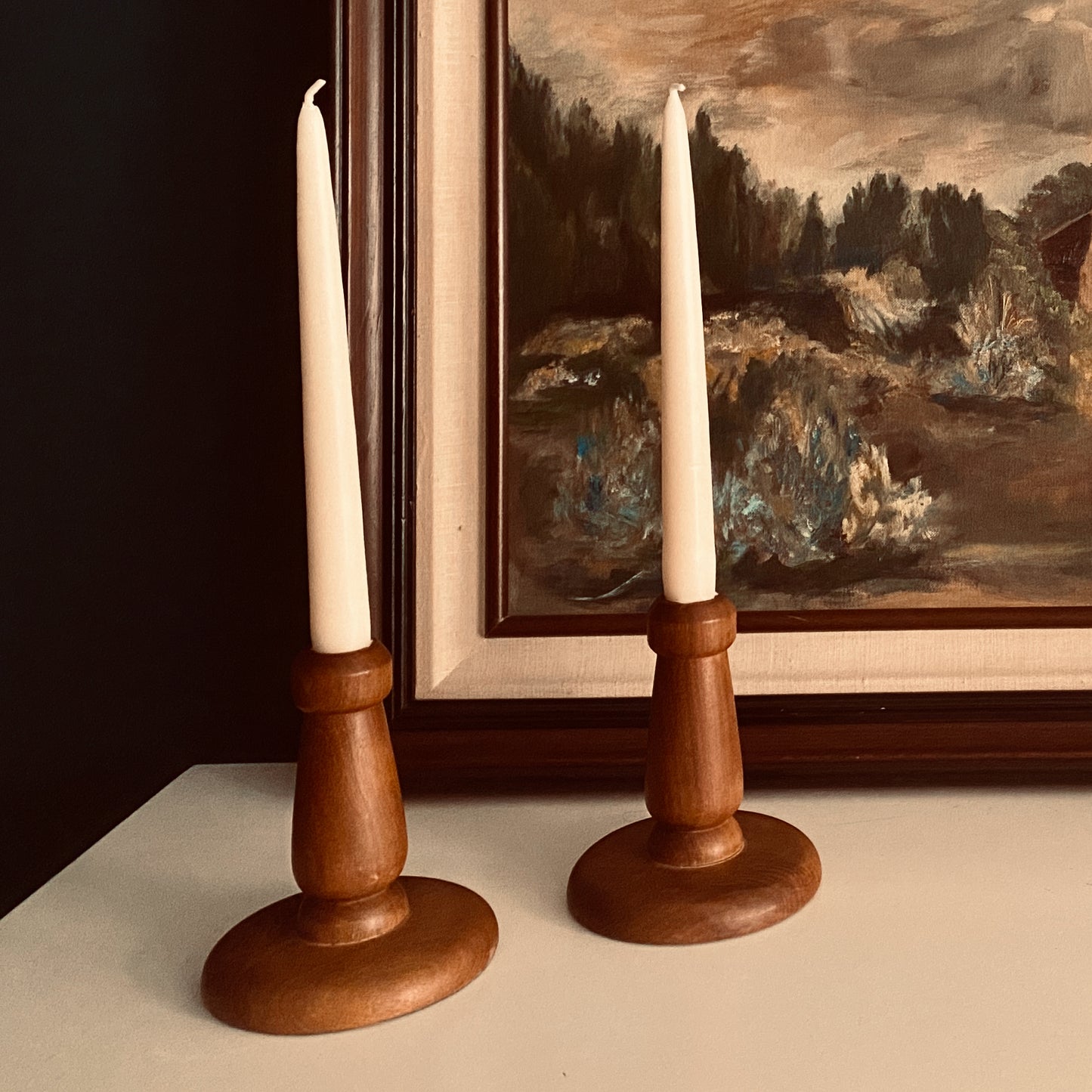 HAND-TURNED WOODEN CANDLESTICKS