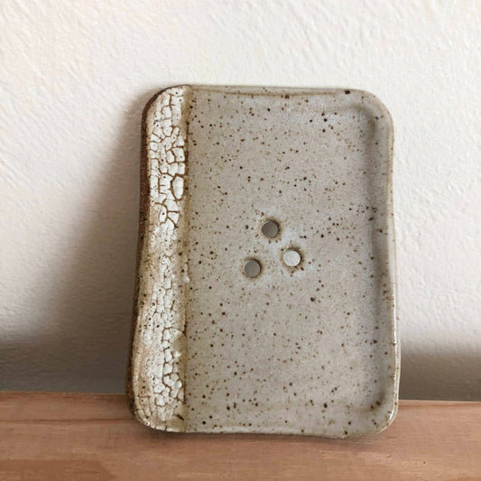 HANDMADE CERAMIC SOAP DISH - CRACKLE