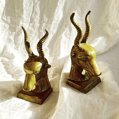 Vintage Brass Antelope or Gazelle Bookends