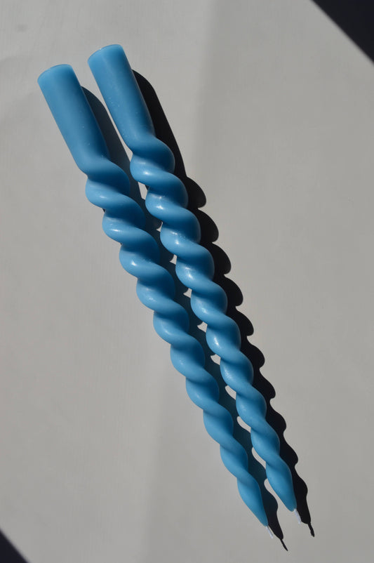 ENERI - SAPPHIRE SPIRAL BEESWAX CANDLESTICKS - SET OF 2