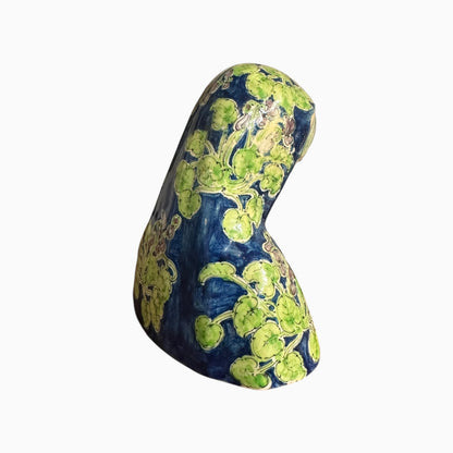 Antique ceramic majolica Madonna Virgin Mary bust made by Angelo Minghetti of Bologna, Italy.