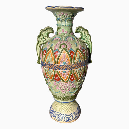 Antique Japanese Satsuma Moriage Pottery Vase