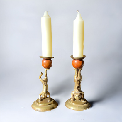 Arthur Court Animal Acrobat Cat and Monkey Candlesticks