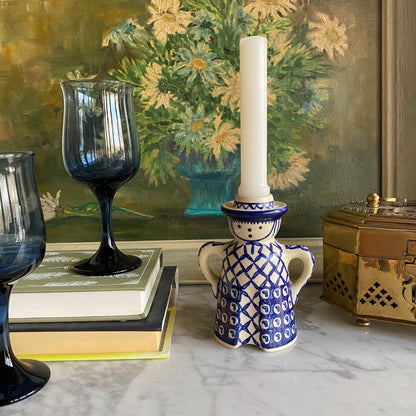 VINTAGE BOLESłAWIEC POTTERY STONEWARE CERAMIC CANDLESTICK