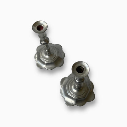 VINTAGE BERG PEWTER CANDLESTICKS COLONIAL WILLIAMSBURG