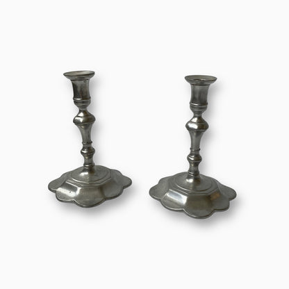 VINTAGE BERG PEWTER CANDLESTICKS COLONIAL WILLIAMSBURG