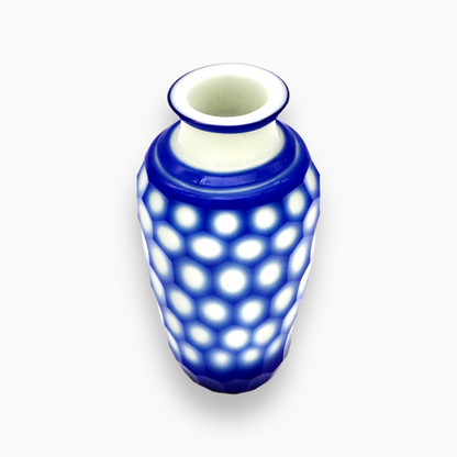 Chinese Peking Glass Vase - Blue and White Honeycomb
