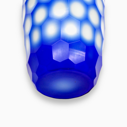 Chinese Peking Glass Vase - Blue and White Honeycomb