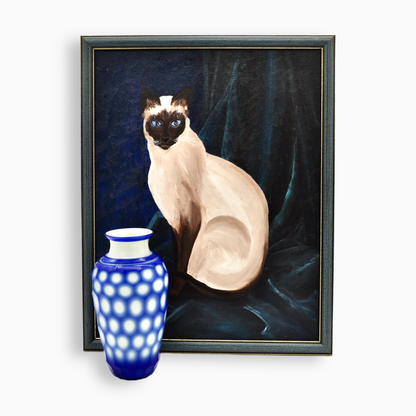 Chinese Peking Glass Vase - Blue and White Honeycomb