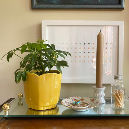 frankoma yellow planter with scalloped edges