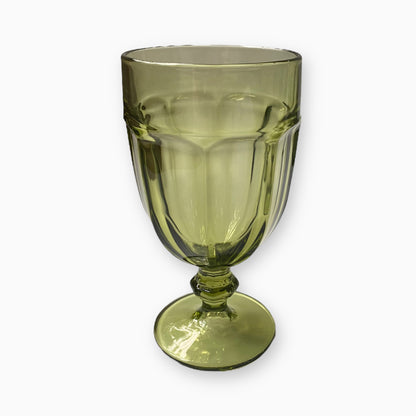 Olive Green Libbey Duratuff Gibraltar Iced Tea Pressed Glass Goblets
