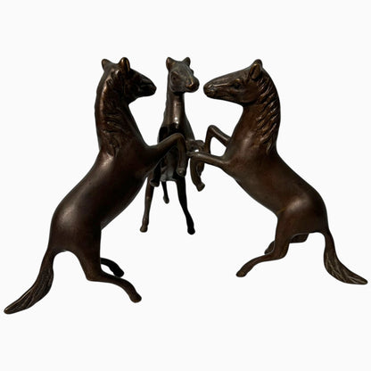 METAL BUCKING HORSES SCULPTURE