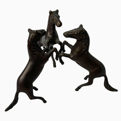 METAL BUCKING HORSES SCULPTURE