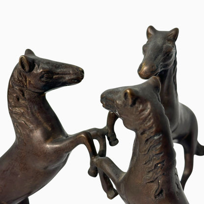 METAL BUCKING HORSES SCULPTURE