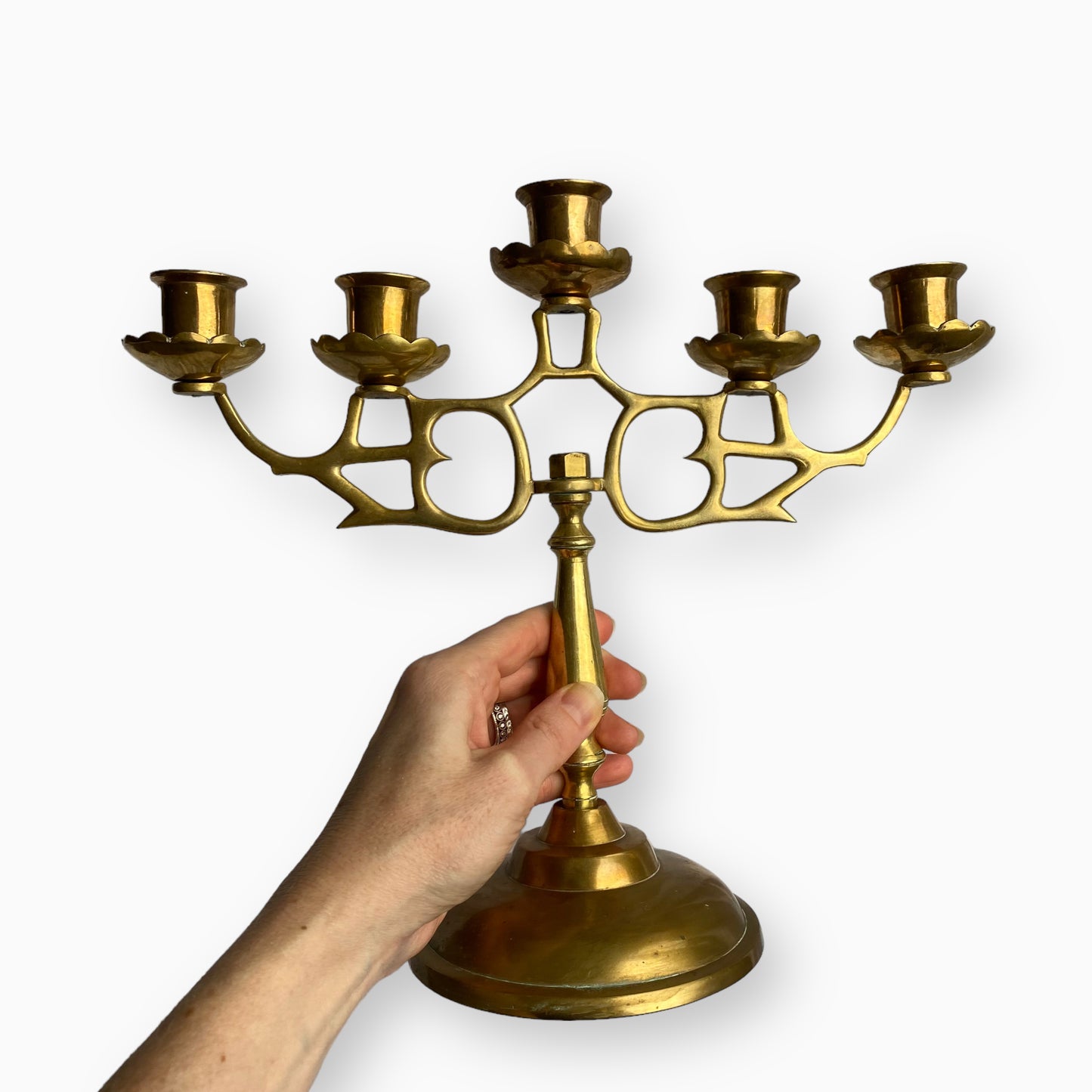 FIVE ARM BRASS CANDELABRA