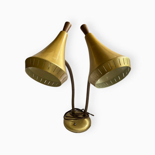 DOUBLE GOOSENECK BRASS DESK LAMP